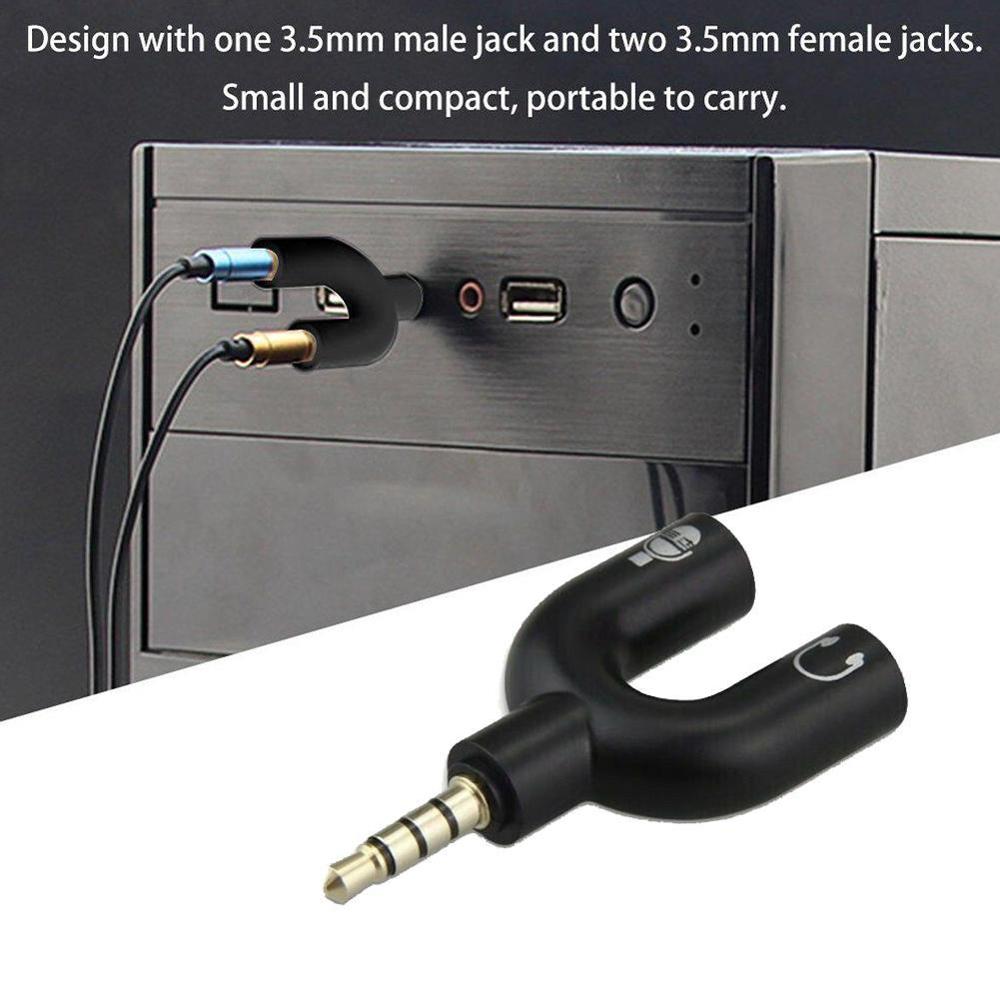 1PC Dual 3.5MM U Type Adapter  - Earphone Splitter Jack ulasan dan harga