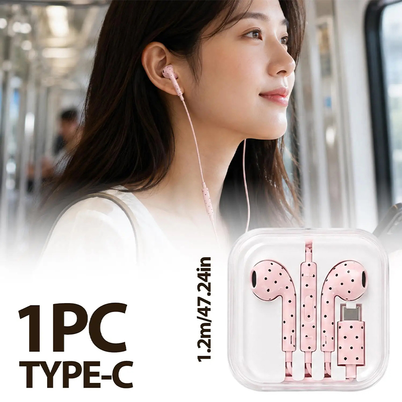 Cute Polka-dot Star Type C Ear - Usb C Earphone ulasan dan harga