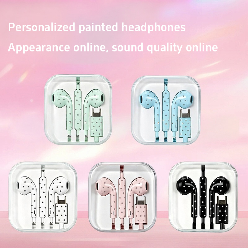 Cute Polka-dot Star Type C Ear - Usb C Earphone ulasan dan harga